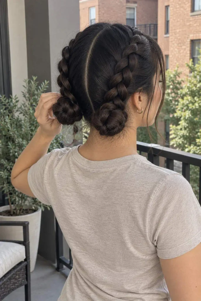 Easy Double Braided Low Buns
