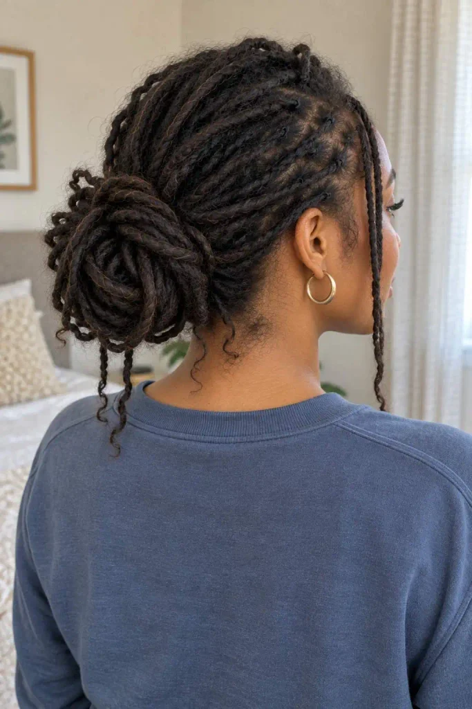 Easy no-retwist loc bun