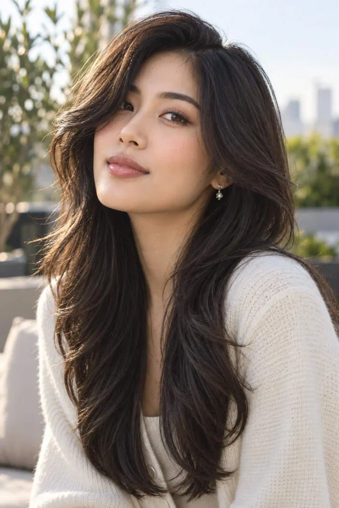 Face Framing Side Part Layers