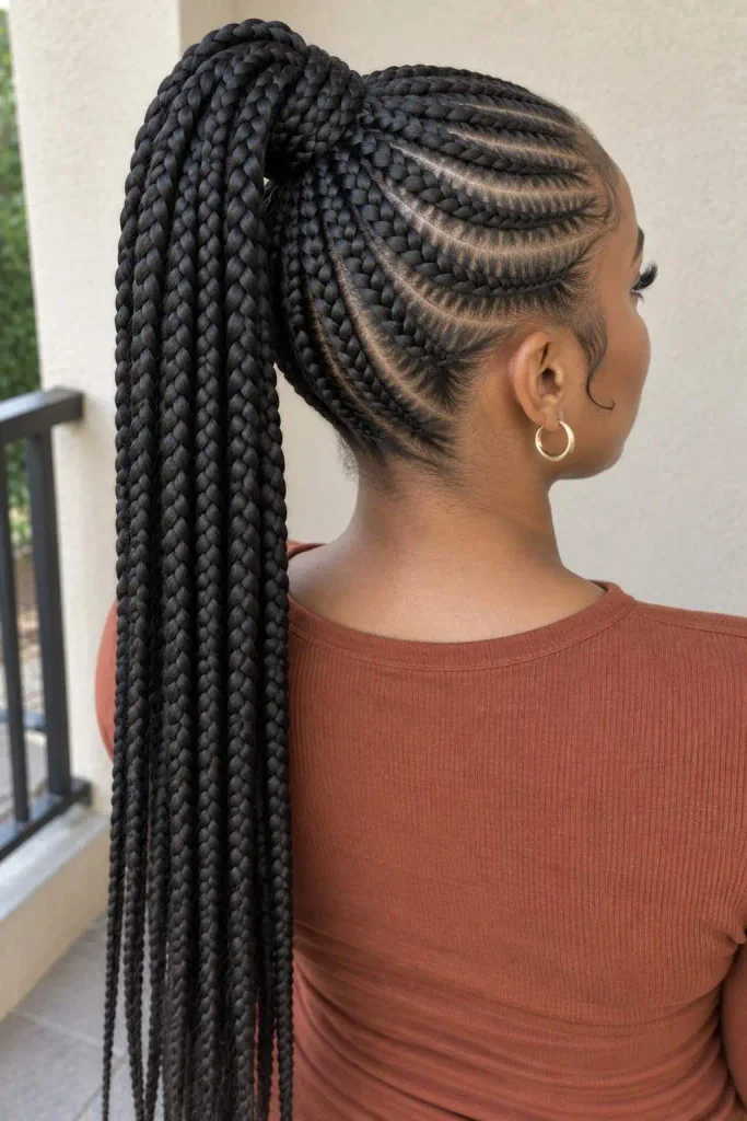 Feed-In Cornrow Braided Ponytail