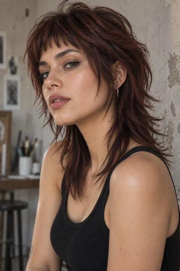 Feminine Mullet Shag Micro Bangs
