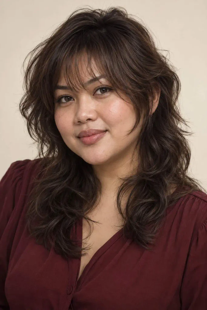 Feminine Mullet Shag Round Face