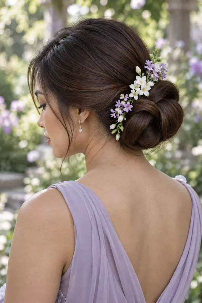 Floral Infinity Bun Pinned Blossoms