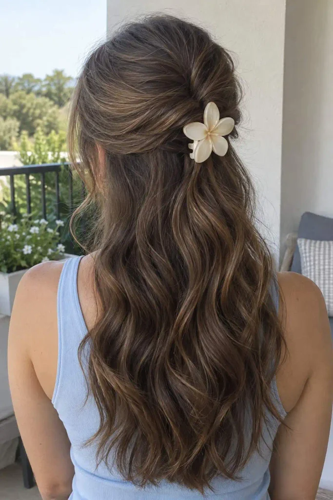 Flower Claw Clip Half-Up