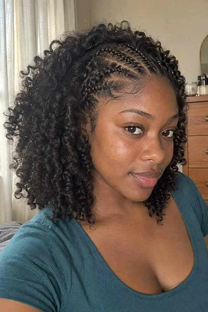 Front cornrows with twist-out curls