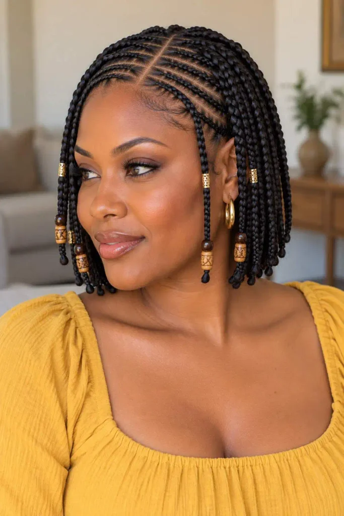 Fulani braids on short natural hair