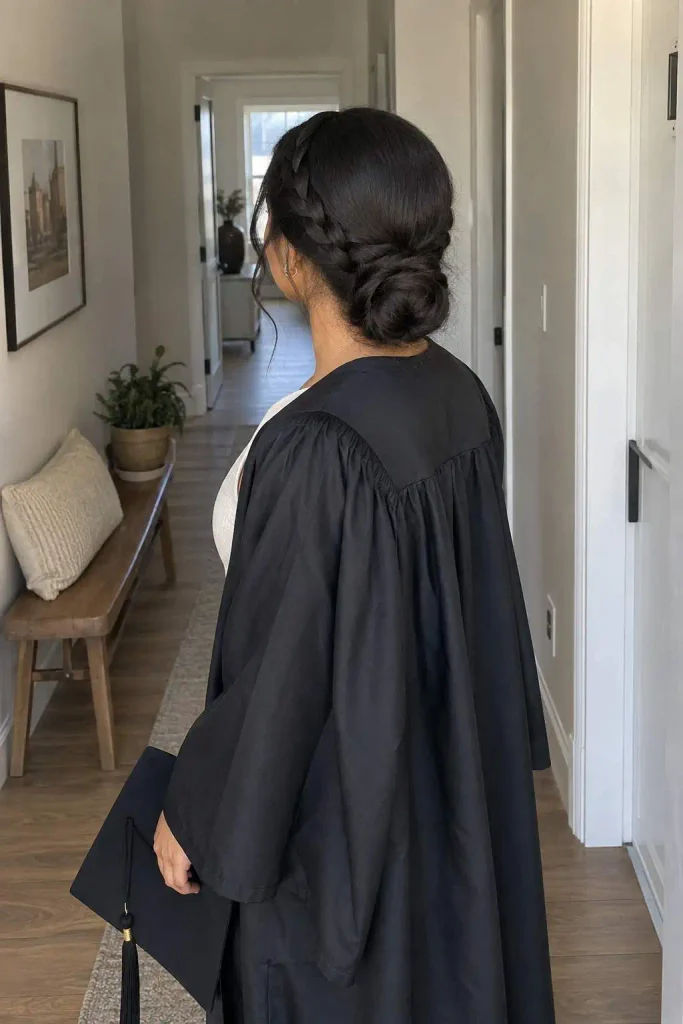 Graduation Braided Low Bun Updo