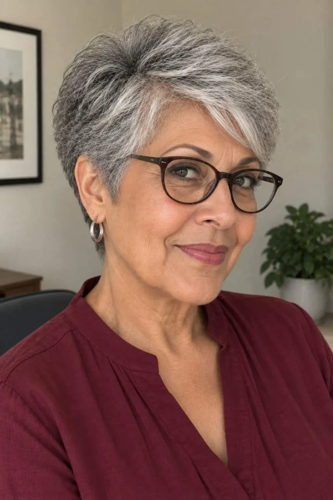 Gray Pixie With Glasses