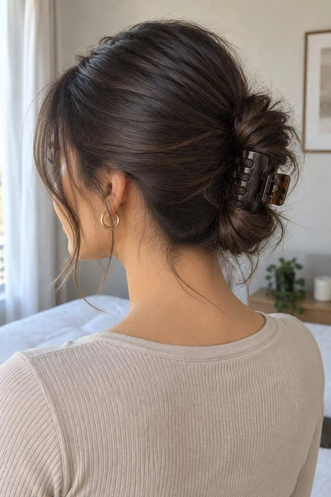 Greasy Hair Claw Clip Bun