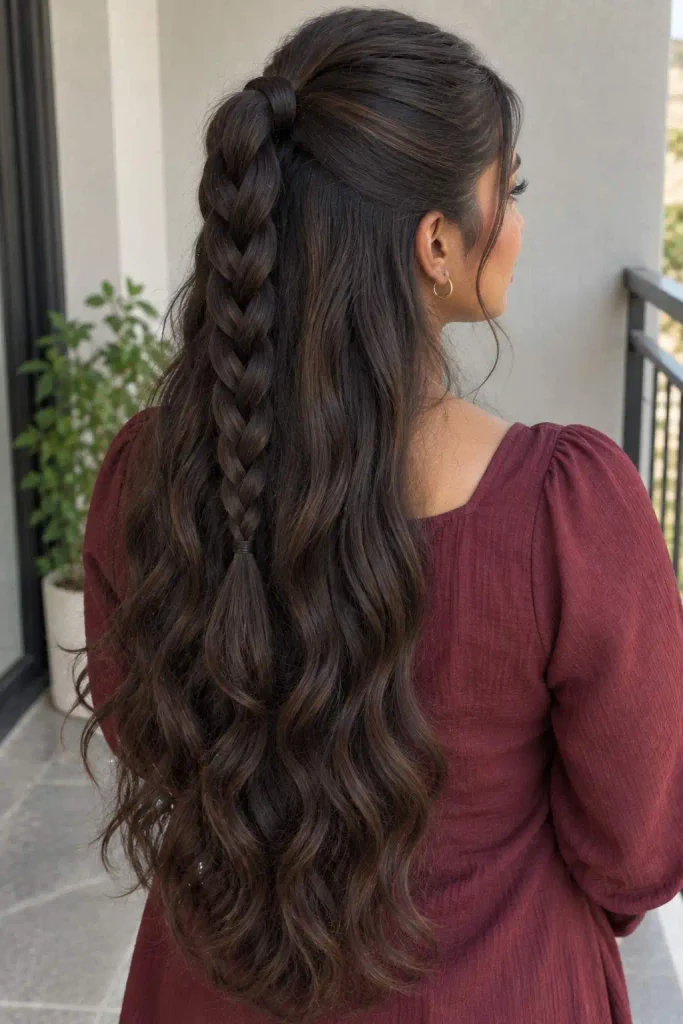 Half-Up Braided Ponytail Style