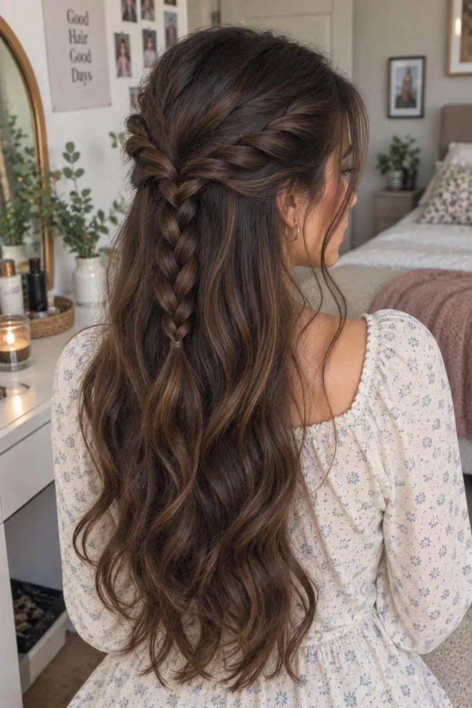 Half-Up Twisted Accent Braid