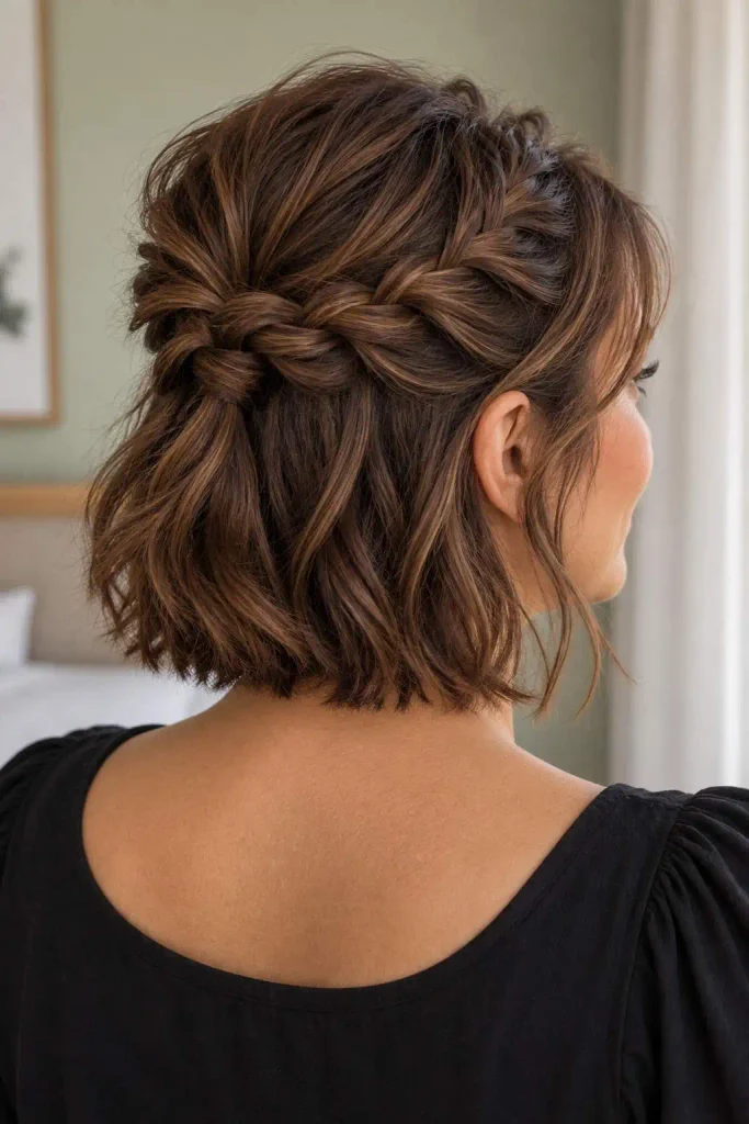 Half-up braid for short hair