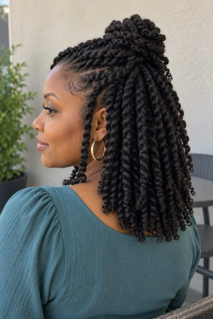 Half up two strand twists
