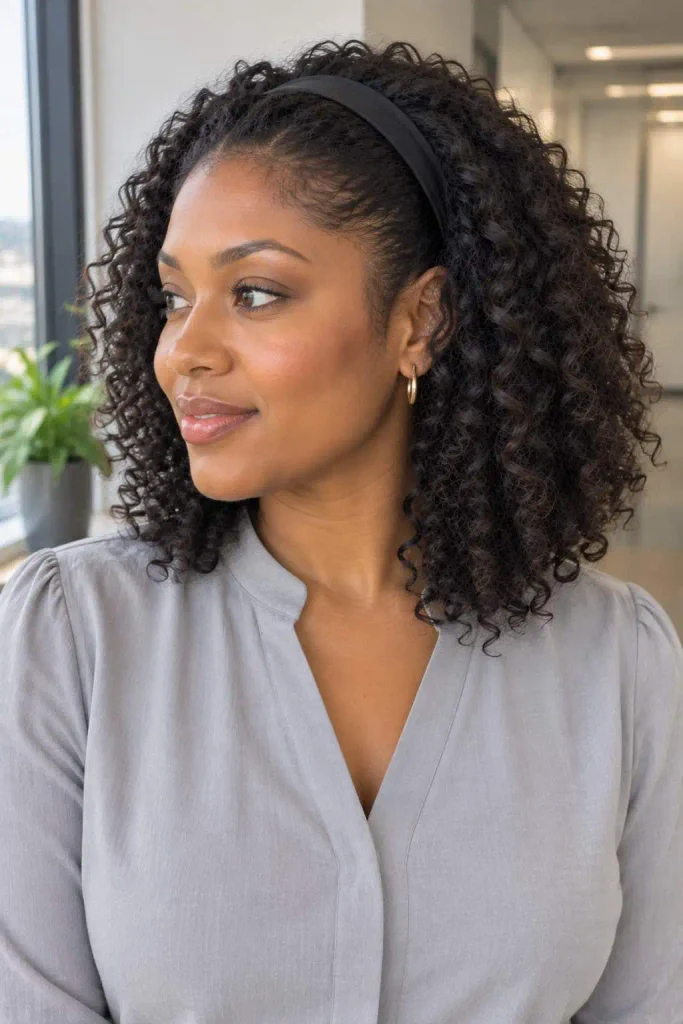 Headband Curls for Office Days