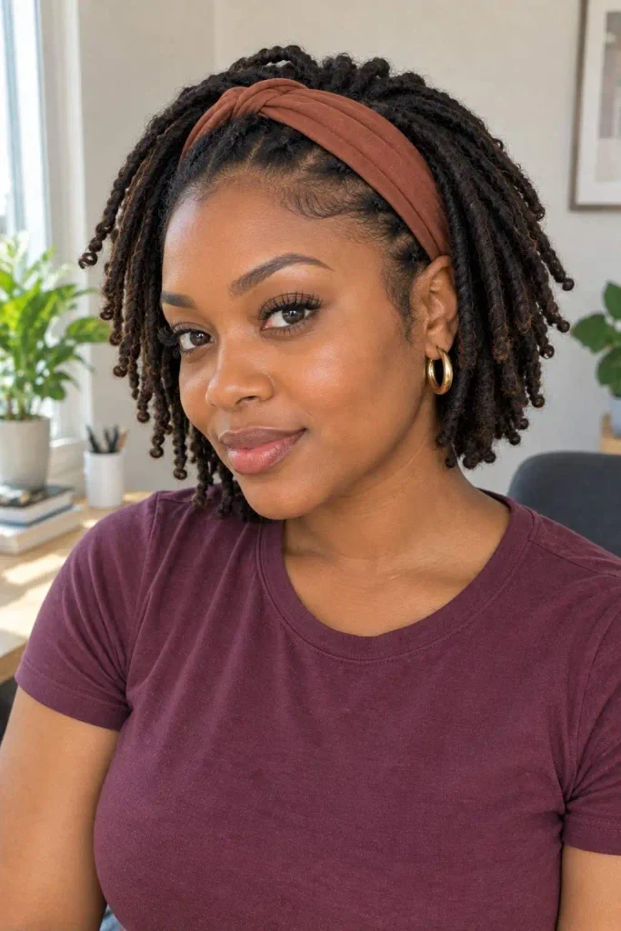 Headband style for short locs
