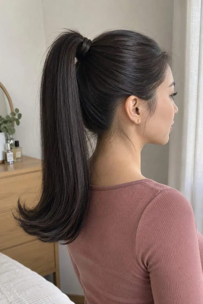High Ponytail With Flipped Ends