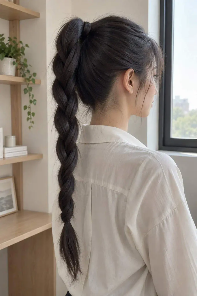 High Rope-Braid Ponytail Style