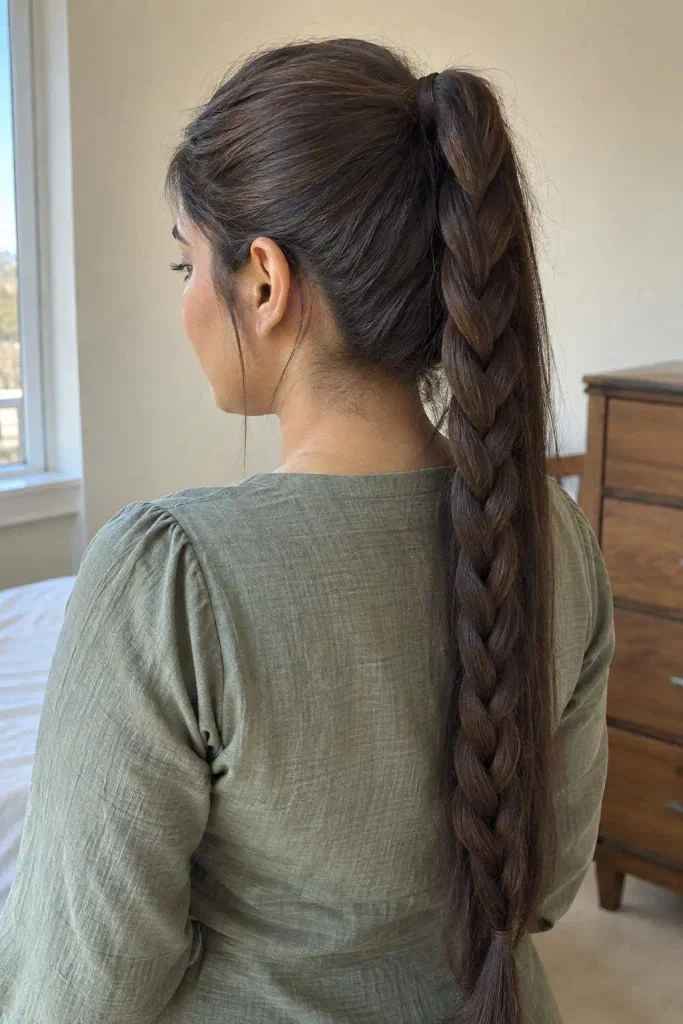 High Three-Strand Braided Ponytail