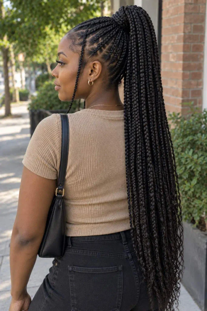 High ponytail box braids