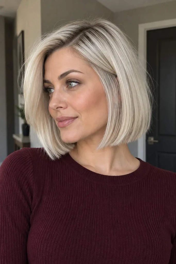 Icy Platinum Blonde Bob