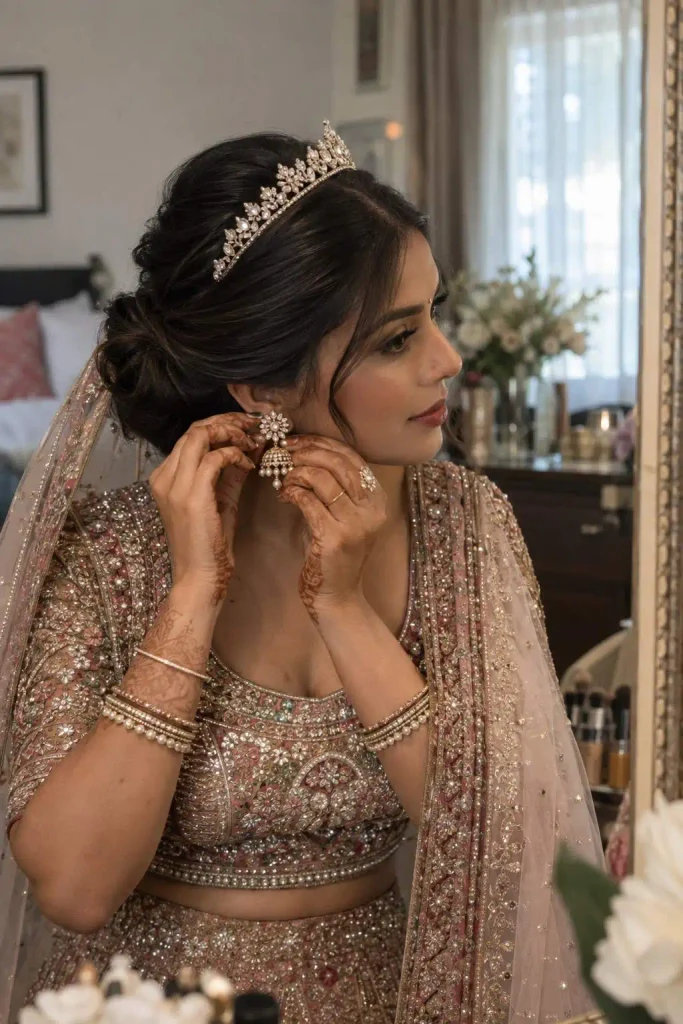 Indian Bridal Updo With Tiara