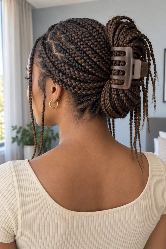 Knotless Braids Claw Clip Bun