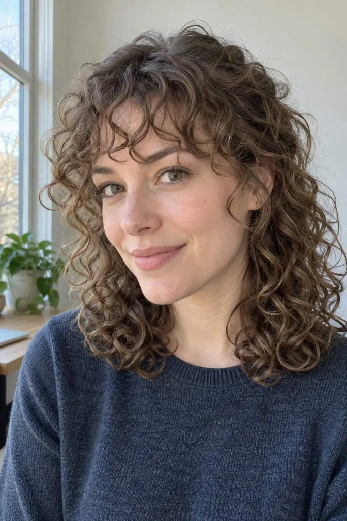 Light curly bangs for fine hair
