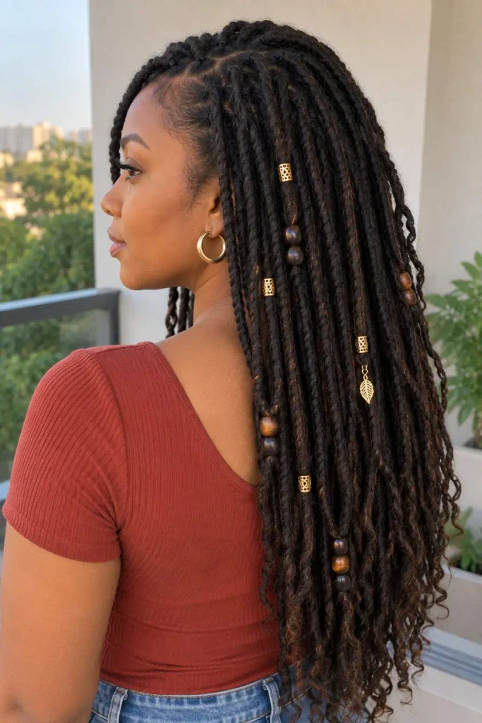Locs with beads and cuffs