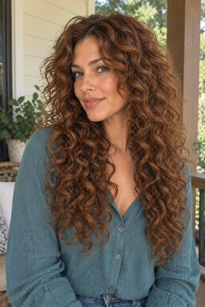 Long Curly Shag Without Bangs