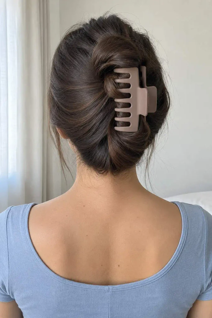 Long Hair Folded Claw Clip Twist