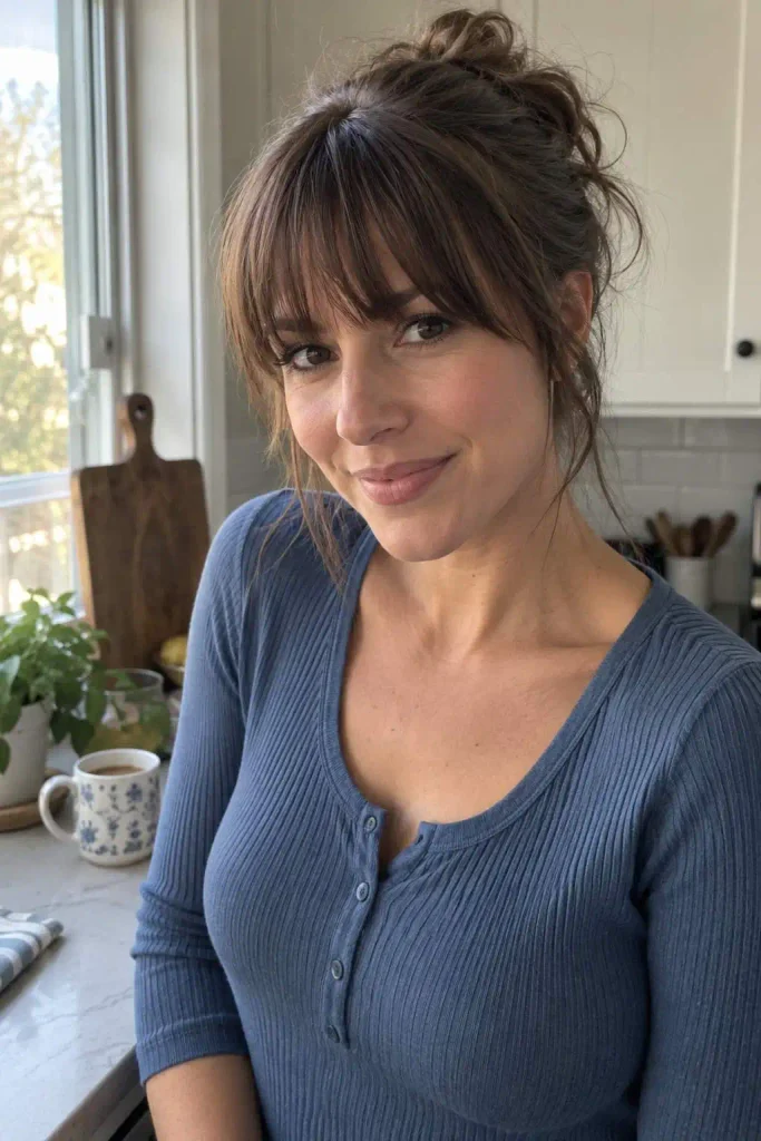 Long Hair Updo with Bangs