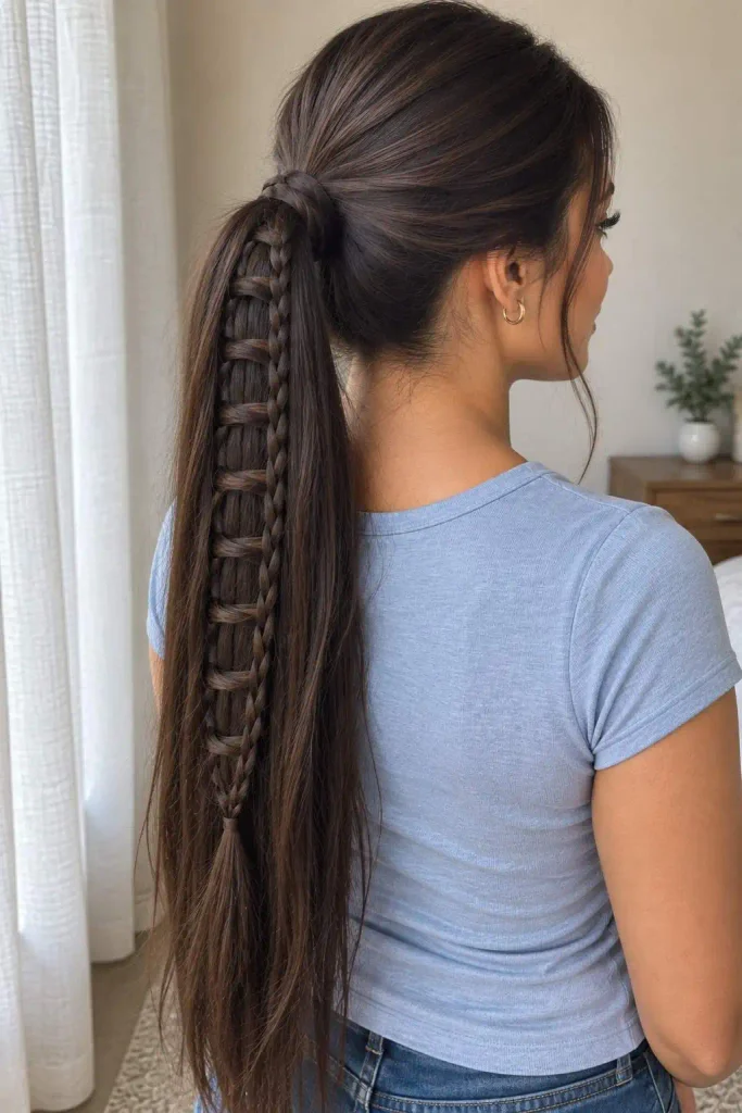Long Ladder-Braid Ponytail Detail