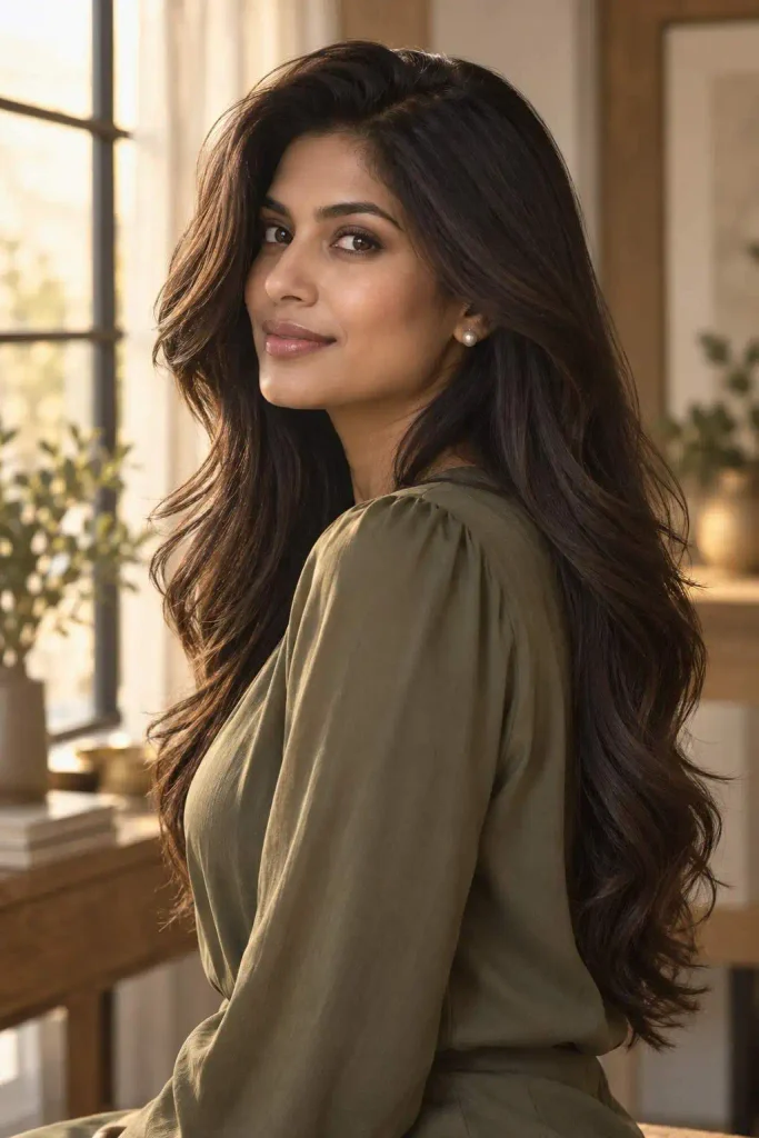 Long Side Part Layered Hair