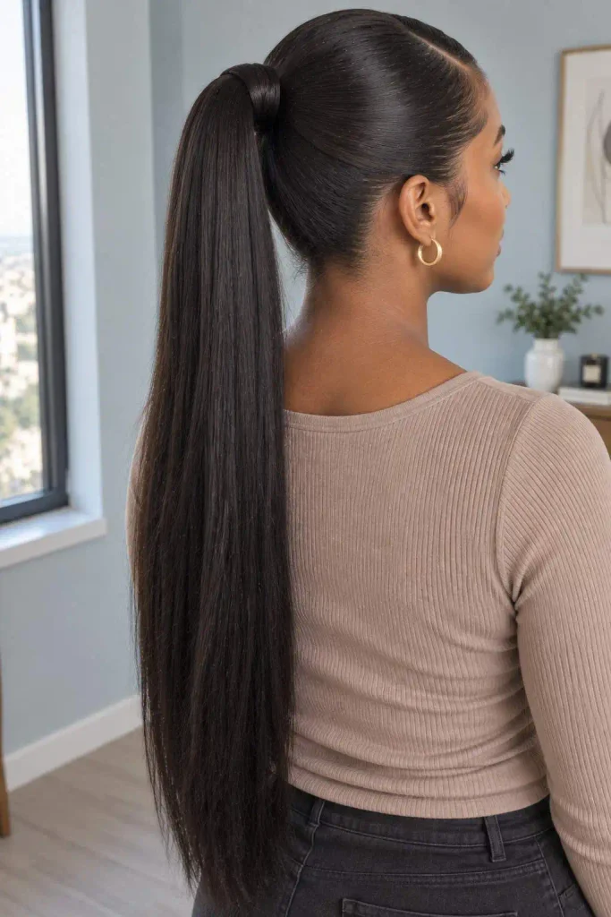 Long Sleek Ponytail With Extensions