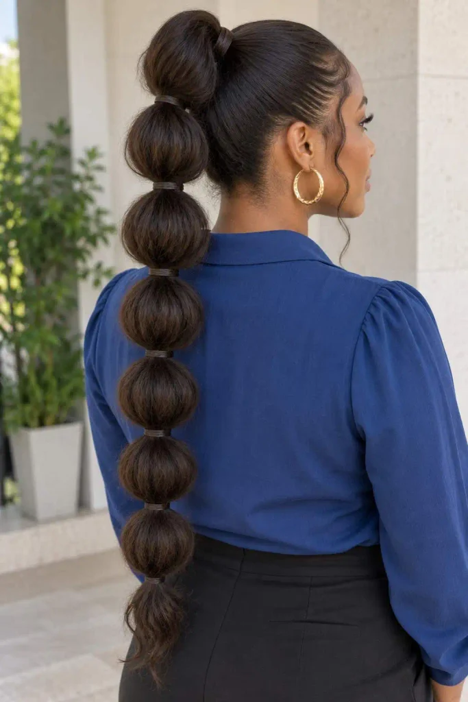Long bubble ponytail for Black women