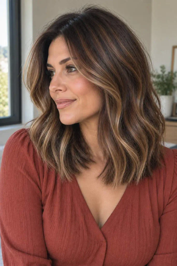 Medium Brunette Hair With Highlights