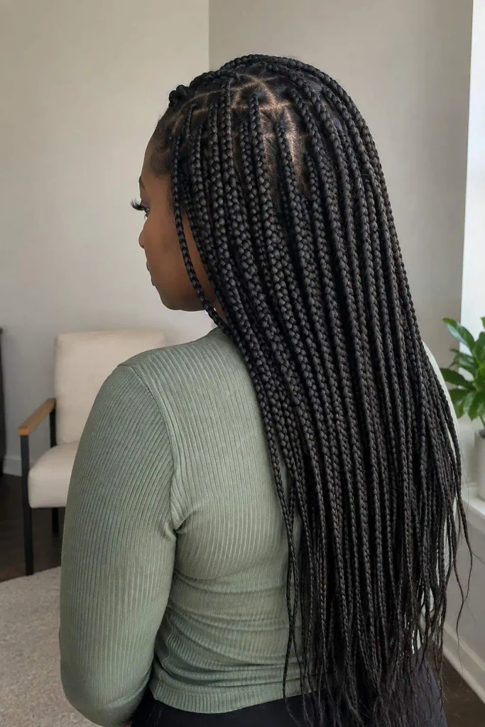 Medium knotless box braids