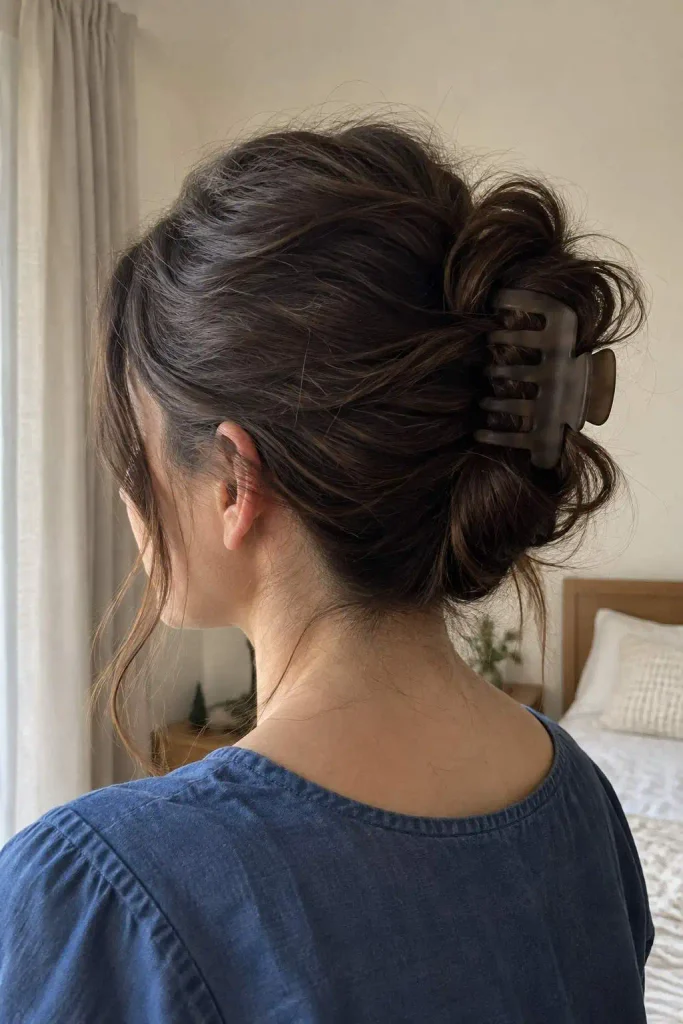 Messy Claw Clip Bun