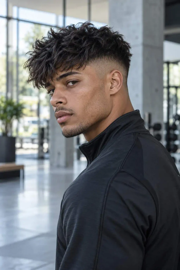 Messy Textured Fringe High Fade