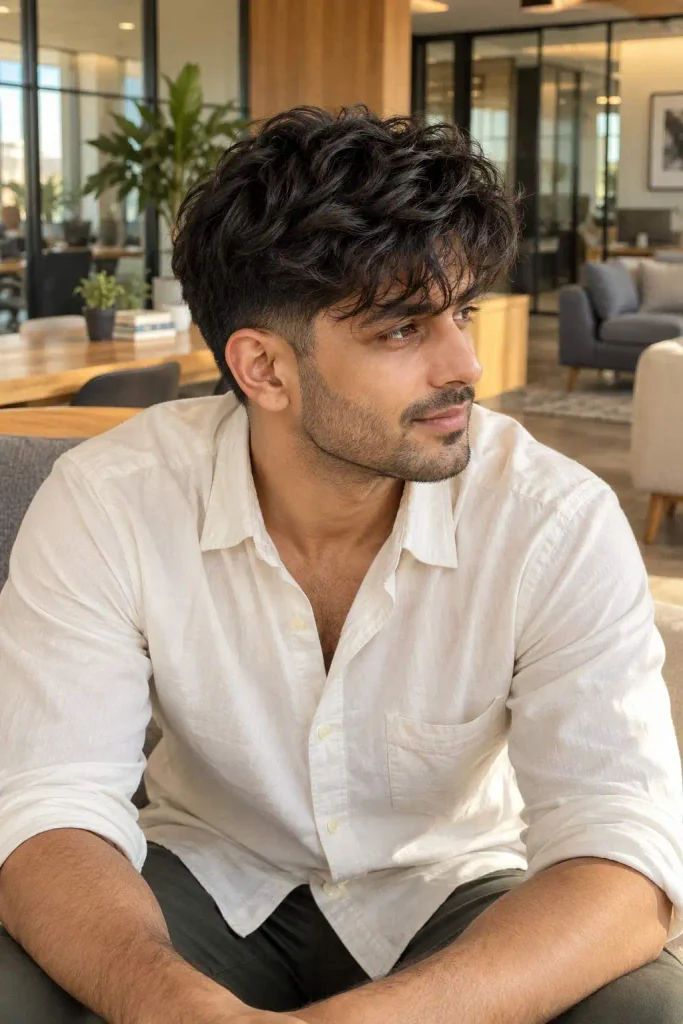 Messy Textured Fringe Indian Men