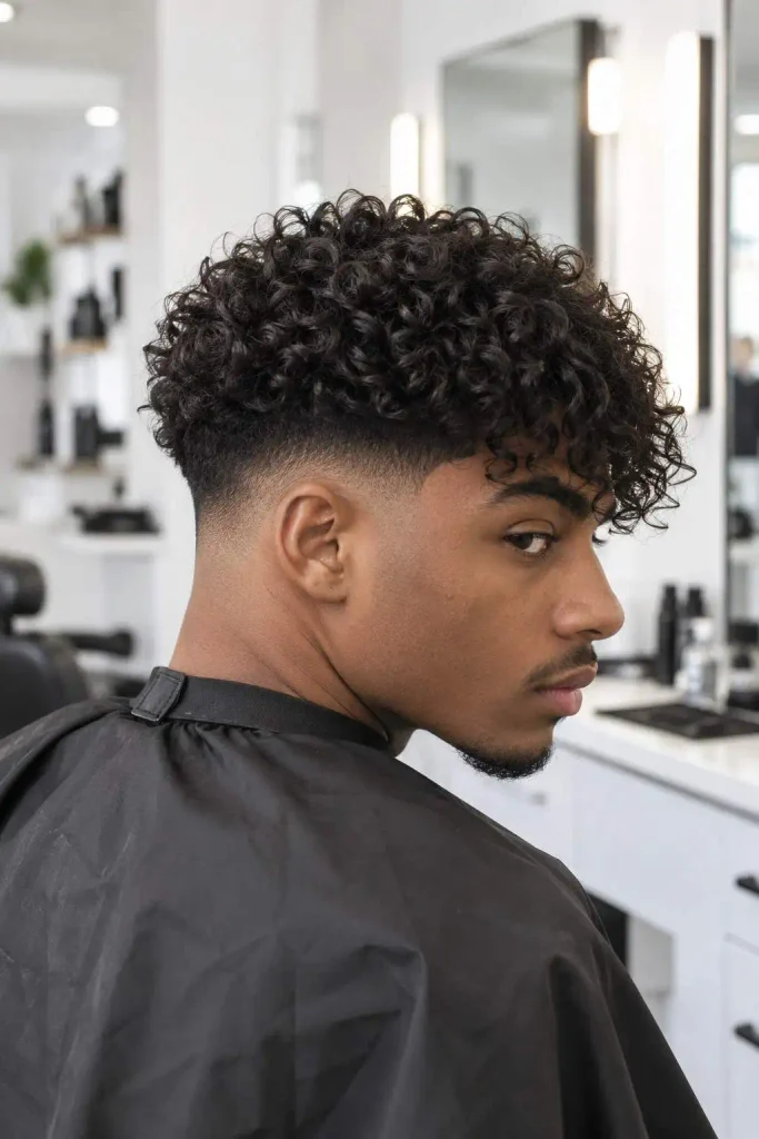 Messy Textured Fringe Low Taper Fade