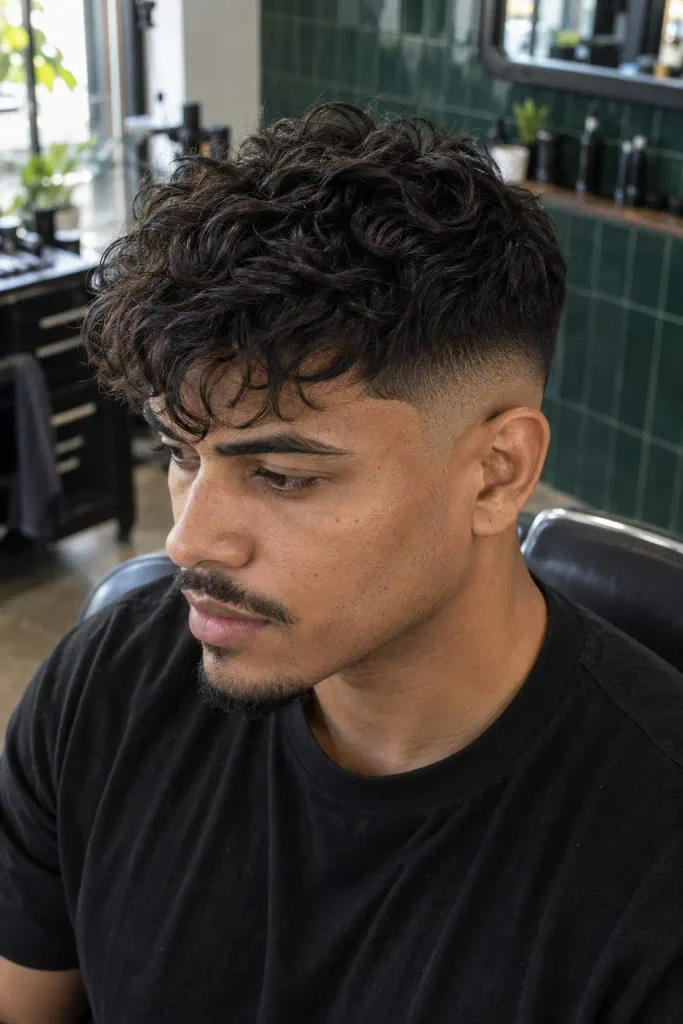 Messy Textured Fringe Mid Fade