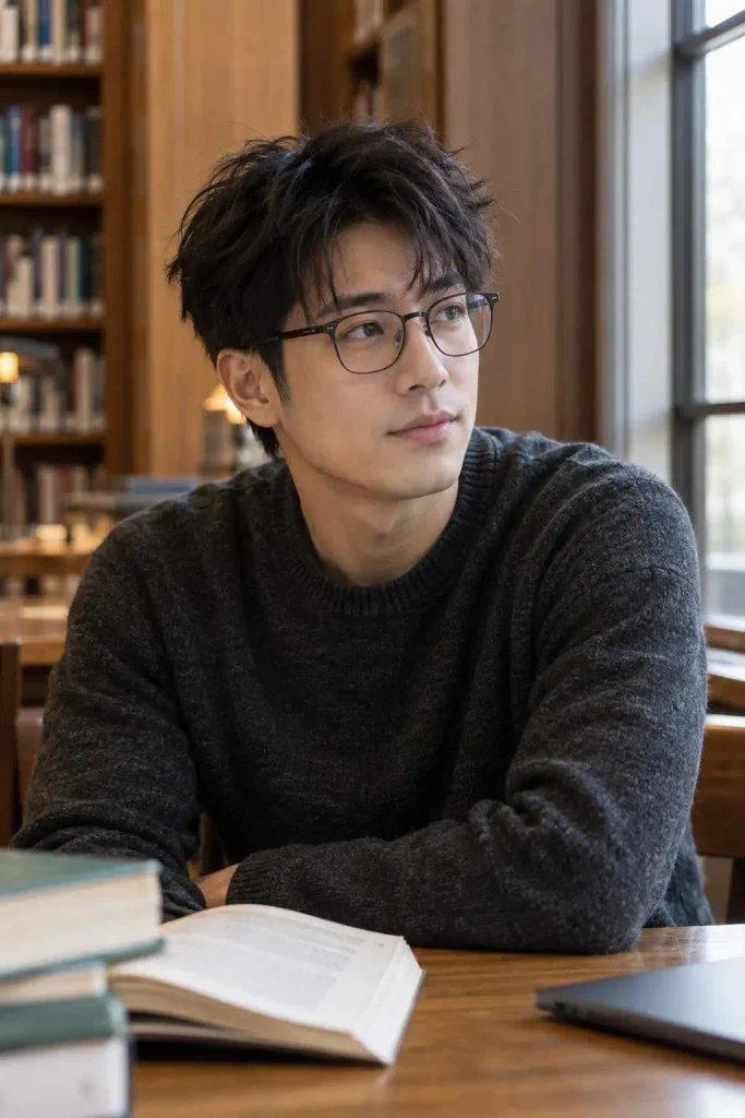 Messy Textured Fringe With Glasses