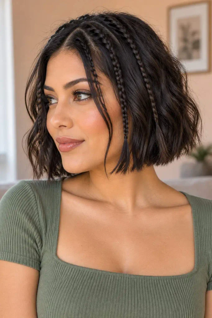 Mini accent braids on bob