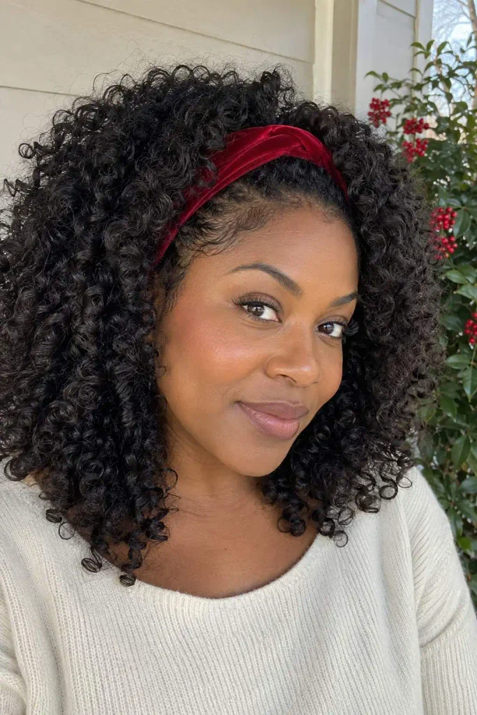 Natural Curls With Red Headband