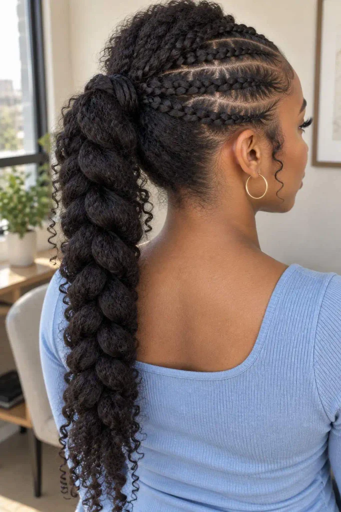 Natural Hair Braided Ponytail