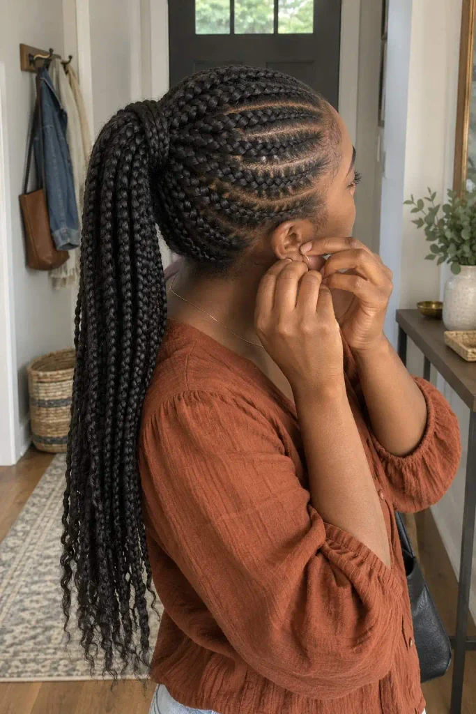 Natural Hair Cornrow Ponytail