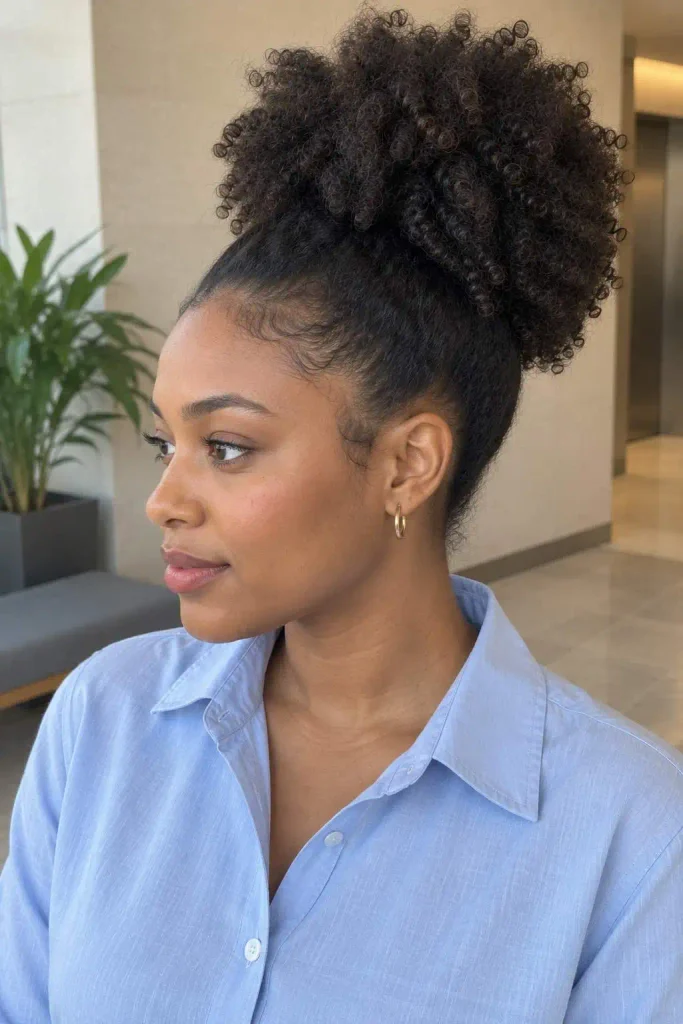 Natural Hair High Puff for Work