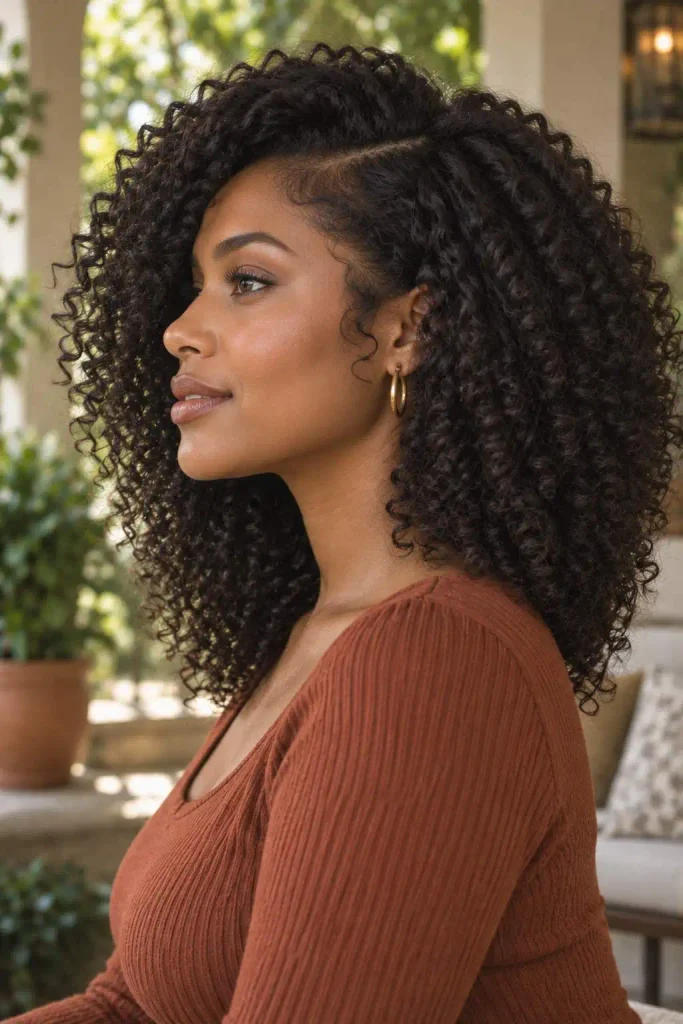 Natural Side Part Curly Hair