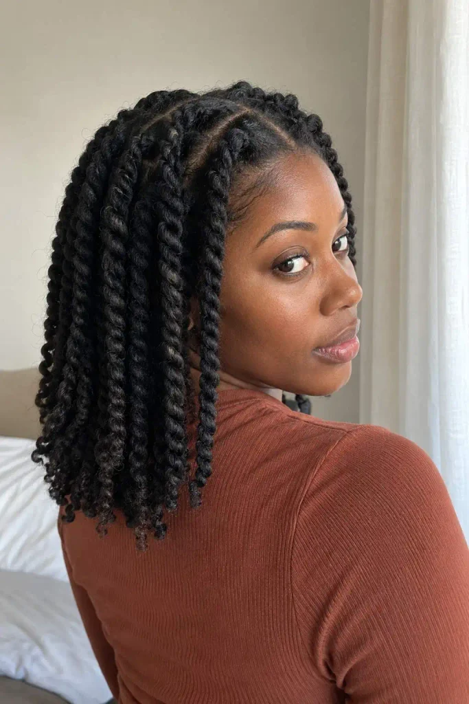 Natural hair two strand twists